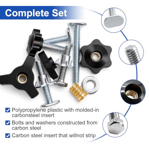 Taiss 80Pcs 1/4-20 T Track Knob and Bolt Kit for Woodworking Jigs,Fixtures 80PCS 1/4"-20