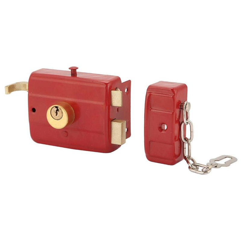 Nightlatch Heavy Duty Security Dead Bolt With Keys for Front Door - Red Hanging Hardware Deadbolt Rim Lock