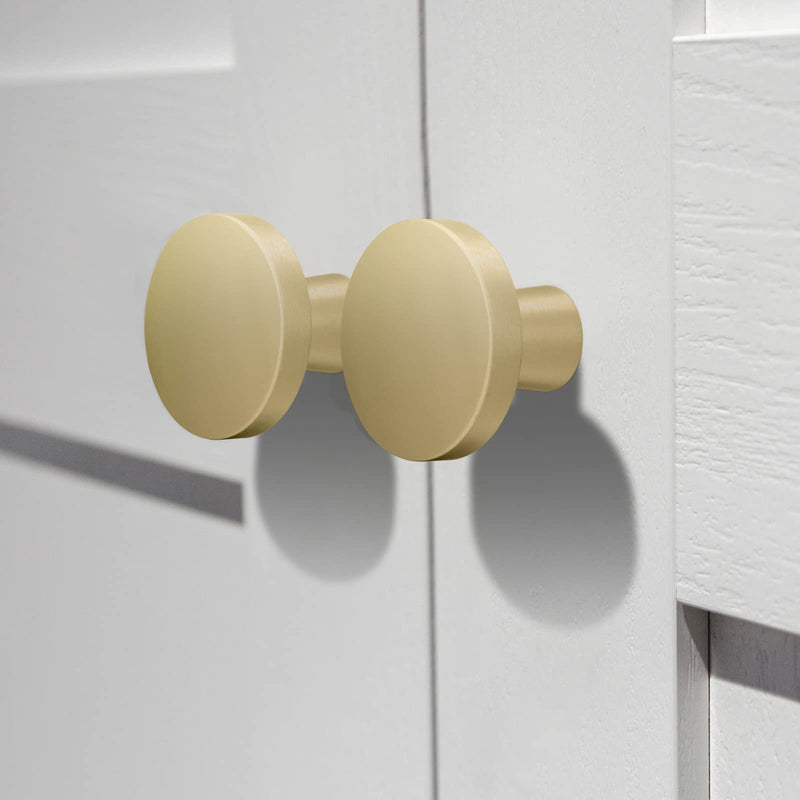Hotop 30 Pack Gold Cabinet Knob Kitchen Round Dresser Drawer Pulls and Handles with Kinds Screws for Hardware Dresser Drawer Aluminum Alloy Oxidation Wire Drawing Handle (Mushroom) Mushroom