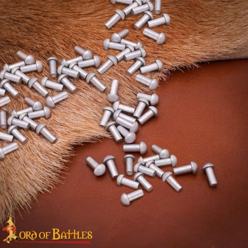 Lord of Battles Mushroom Head Steel Rivets, Solid Metal Rivets for Leather, Wood & DIY Projects - Dome Head Fasteners, Pack of 100 (13 mm) 13 mm