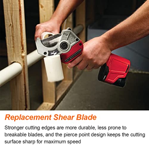 2Pack 48-44-0405 M12 Replacement Shear Blade Compatible with Milwaukee, PVC Plastic Pipe Replaceable Blade for 2470-20, 2470-21 Shear Tool, Cuts PVC, ABS, CPVC, PEX Tubing Rubber Hose 1