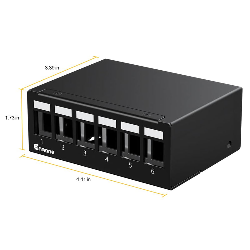 6 Port Patch Panel Blank Keystone Patch Panel STP&UTP Compatible with LC/SC/ST/FC/USB/HDMI Keystone Jack for Desk Mount Home Ethernet Termination Box 1u 6Port
