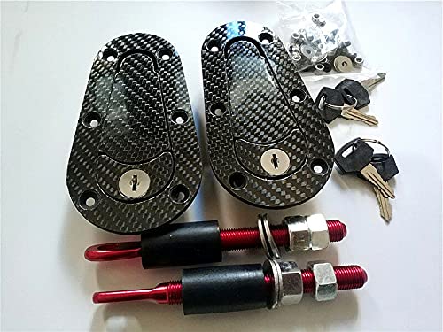 Universal JDM Carbon Fiber Hood Pin Plus Flush Mount latch Kit Lock With Keys