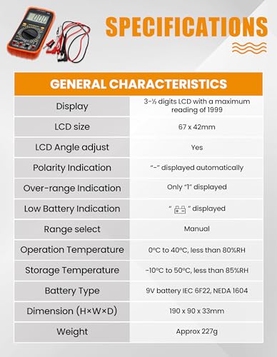 Digital Multimeter Tester Multimeter for Electrical Applications Model 1