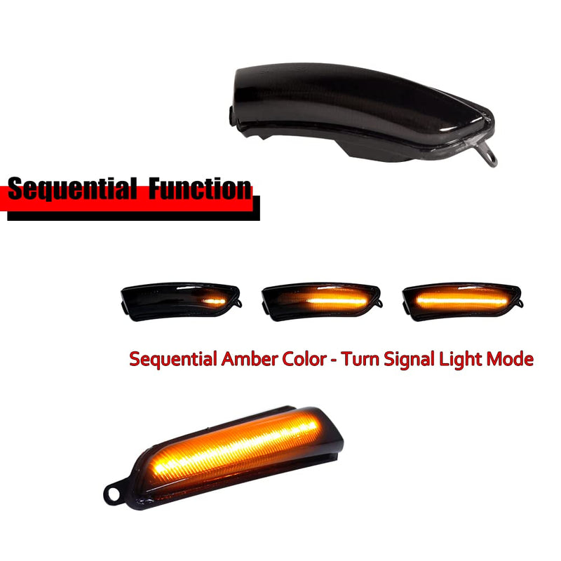 GTINTHEBOX Smoked Lens Sequential Amber LED Side Mirror Blinker Turn Signal Lights For 2011-2020 Chrysler 300 Side marker Lamp