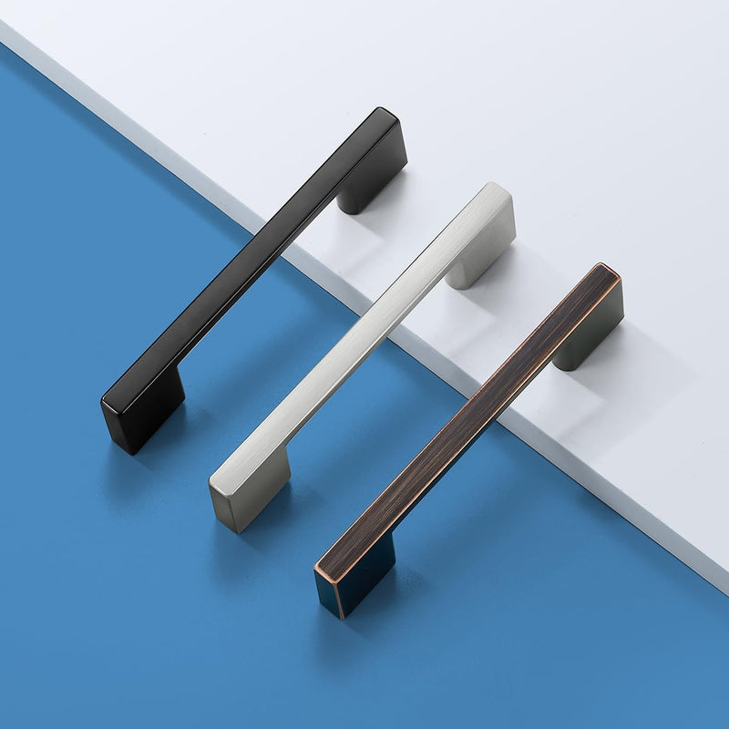 10 Pack Oil Rubbed Bronze Cabinet Pulls 5 Inch, Handles for Kitchen Cabinet Hardware, Square Cabinet Handles for Bathroom Dresser Drawer Handles 5"(128mm)