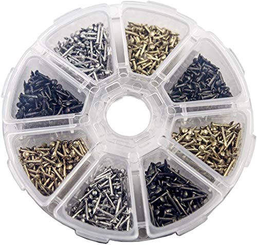 Small Tiny Wooden Nails for DIY Craft Projects, Antique Repairing Nails, Mini Boxes Decorative Accessories, 1/2inch 1/3inch 1/4inch, 1600pcs Gold/Silver/Bronze Hardware Nails Bronze/Gold/Silver