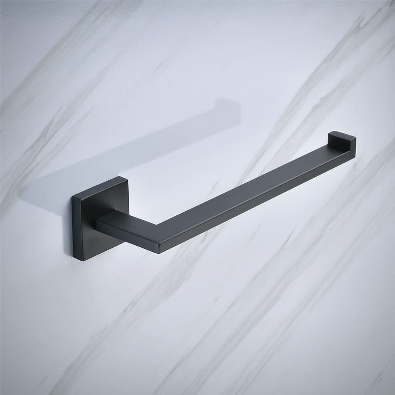 Matte Black Bathroom Accessories Hardware Set 2 Pieces, Toilet Paper Holder + Hand Towel Holder, Wall Mounted Towel Ring Towel Bar, SUS304 Stainless Steel, SHUNLI Matte Black