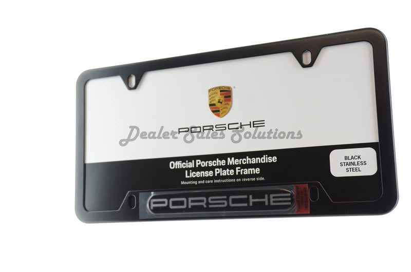 Porsche Genuine OEM Stainless Steel Nameplate License Frame - Matte Black Finish