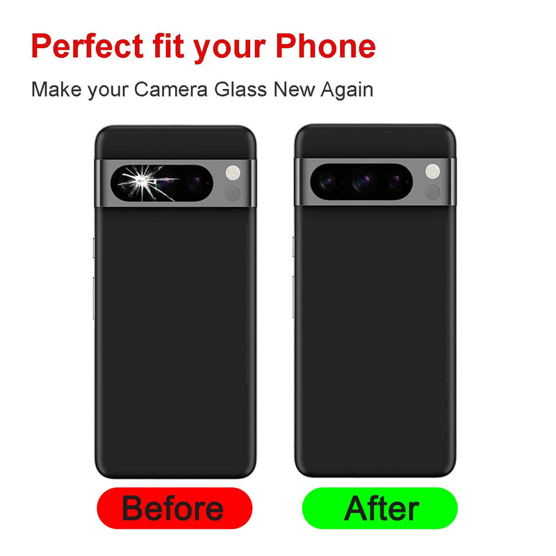 2 Set Back Rear Camera Lens Glass Replacement for Google Pixel 8 Pro with pre-installed adhesive and Reparing Toolkit