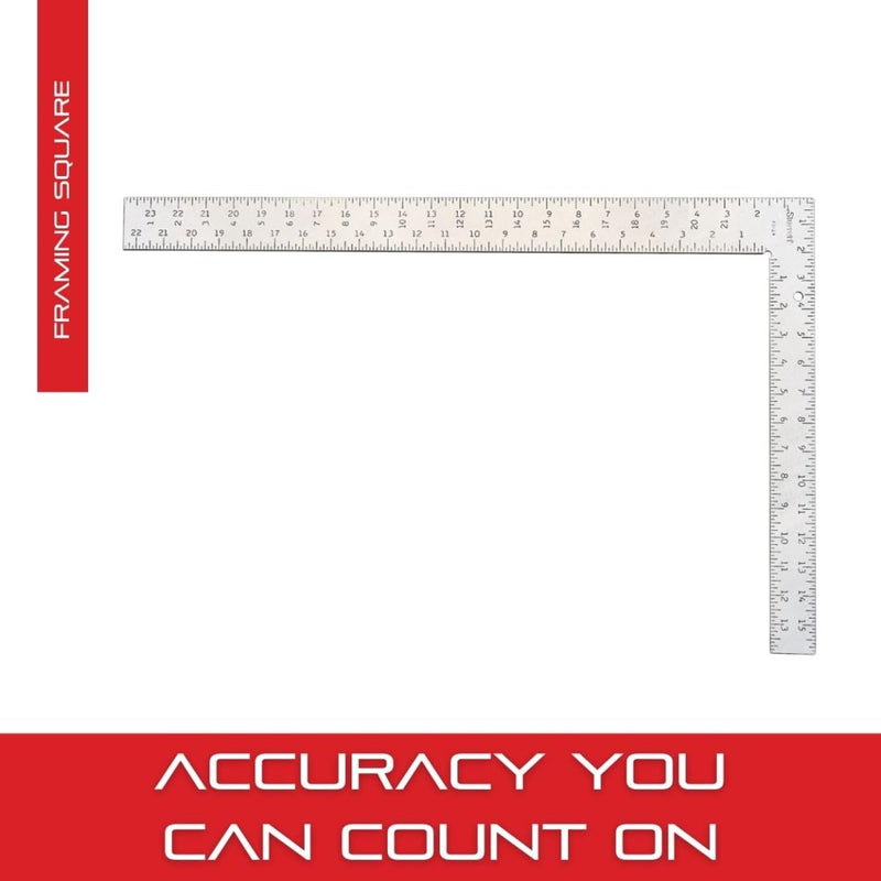 Starrett Professional Framing Square with Clear Coating and Tempered Steel - 1/8" Graduation Stamping, 24" x 2" Body, 16" x 1-1/2" Tongue - FS-24