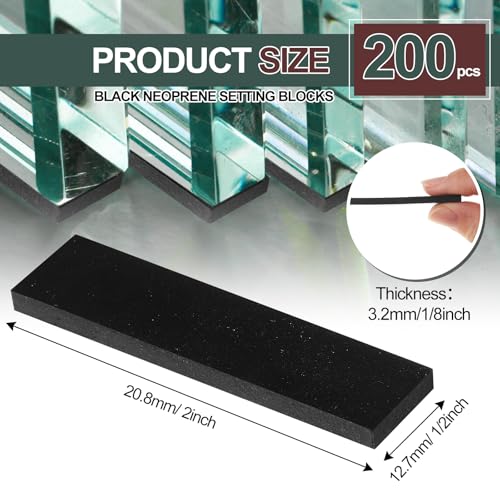 1/8" X 1/2" X 2" 200 Pcs Neoprene Setting Blocks 1/8" X 1/2" X 2"