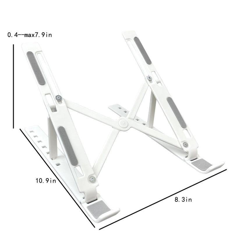 Adjustable Laptop Stand for Desk, Foldable Portable ABS + Silicone Notebook Holder, Ventilation Cooling Laptop Stand, for 10-17 Inch Laptops and Tablets(White)
