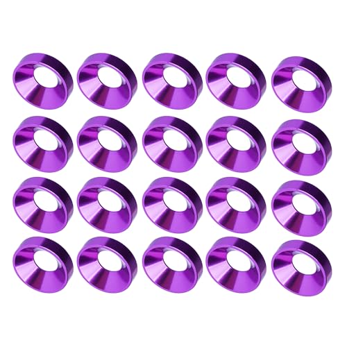 Aluminum Alloy Flat Countersunk Washers 20Pcs (Purple, M10) Purple
