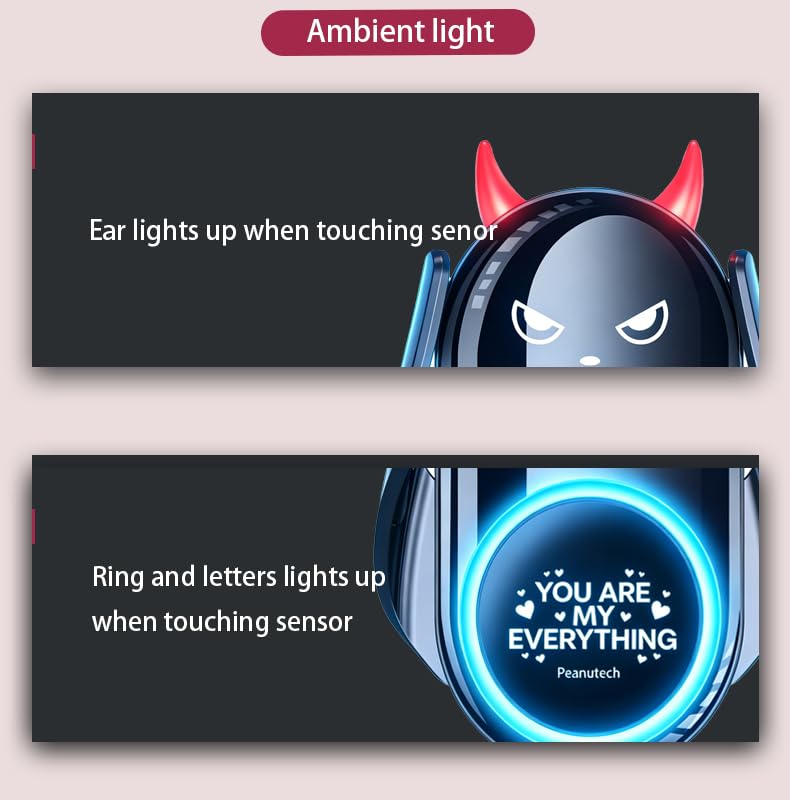 Black Demon Wireless Car Charge Holder, Cute Car Phone Mount Auto Clamp Black Demon