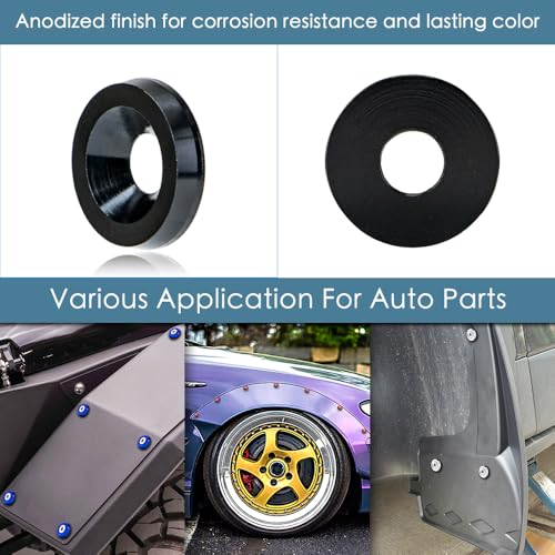 M6 Black Anodized Aluminum Washer Fender Flare Hardware Kit 32
