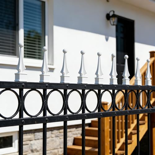 10pcs Aluminium Alloy Fence Finials Fits 3/4" Square Post - Metal Four Sided Spire Wing Tip White Finial Fence Toppe, for Yard Garden Lawn Iron Picket Fence Finial Tops Decoratio White B 3/4 inch-10Pcs