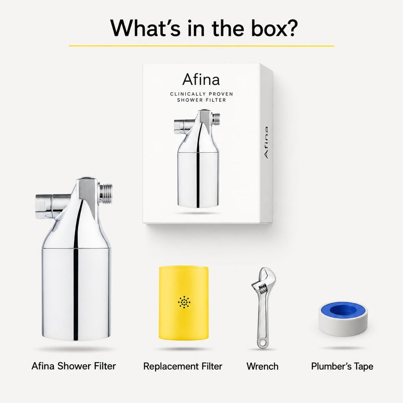 Afina Chrome High Pressure Revitalizing Shower Filter - Filter Out Chlorine | Reduces Dry Itchy Skin, Dandruff & Flaky Scalp; Improves Skin, Hair & Nails