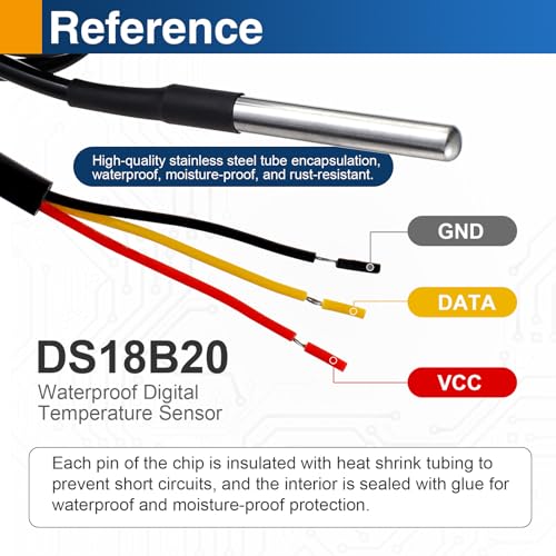 4PCS DS18B20 Waterproof Temperature Sensor Probes, Stainless Steel