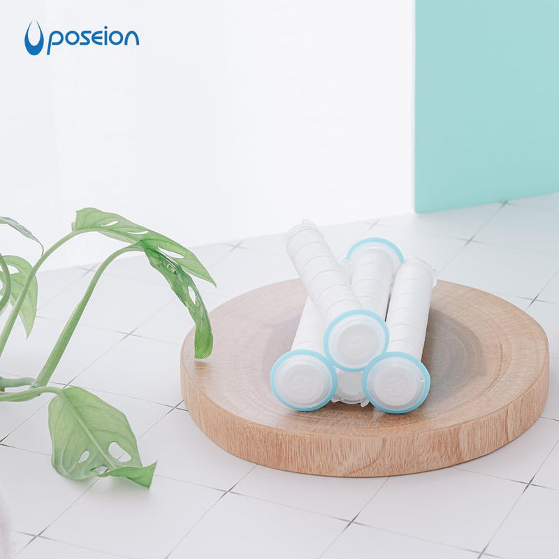 POSEION Shower Head Sediment Filter 4 ea. – Replacement Showerhead Filters Soft Water High Density Polypropylene for Hard Water Softener Remove Rust Hydrate Dry Hair Scalp Skin Made in Korea SF140