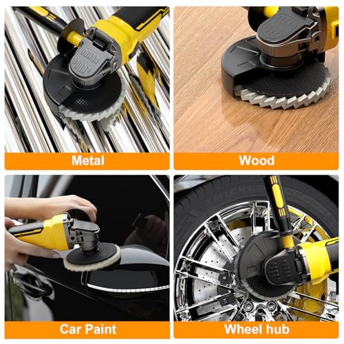 BURMONG Wool Polishing Wheel & Compound Kit – 5 Buffing Wheels (4-1/2" x 7/8") + 3 Polishing Compound–Felt Flap Disc for Angle Grinder – Multi-Surface Buffing for Metal, Wood & Automotive (10) 10