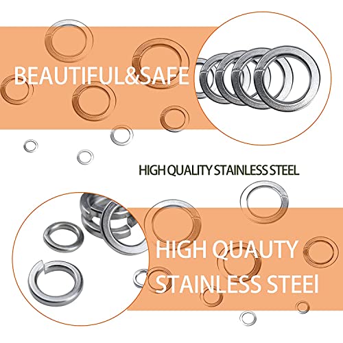 M4 Stainless Steel Split Spring Lock Washers, 4mm ID, 6mm OD, 18-8 (304) Stainless Steel Lock Washer Elastic Gasket 200pcs (M4)