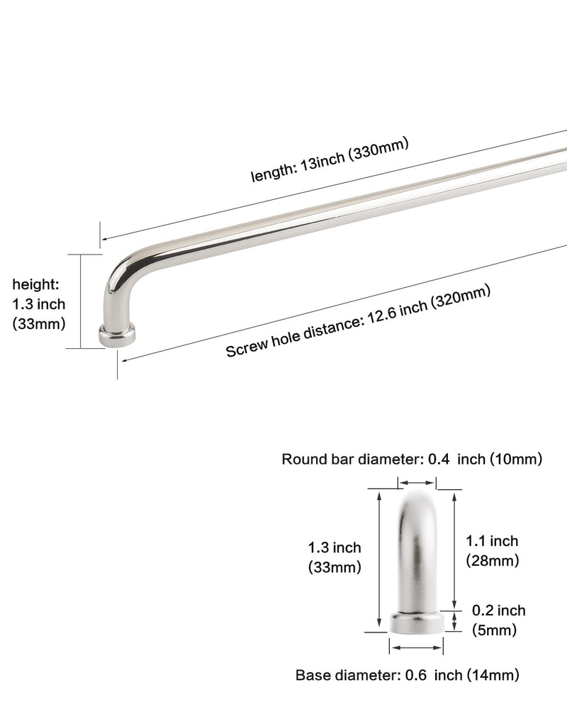 5 Pack White and Silver Cabinet Pulls Chrome Drawer Handles 12-5/8 Inch Hole Center Long Handles for Cabinets and Drawers Modern Closet Door Pulls Kitchen Hardware Pull Handle 12 5/8 Inch(320mm) Chrome Silver