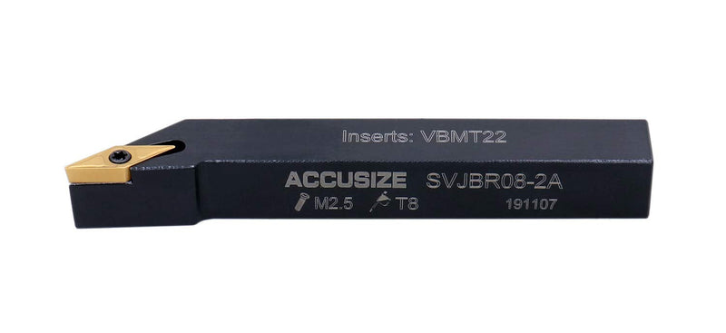 Accusize Indexable Tool Holder, 1/2", 2373-5006 | SVJB R-08-2A Right Hand Turning Tool Holder, 1/2" Shank, 4" OAL, Carbide VBMT22 Insert, -3° 1/2", Right Hand