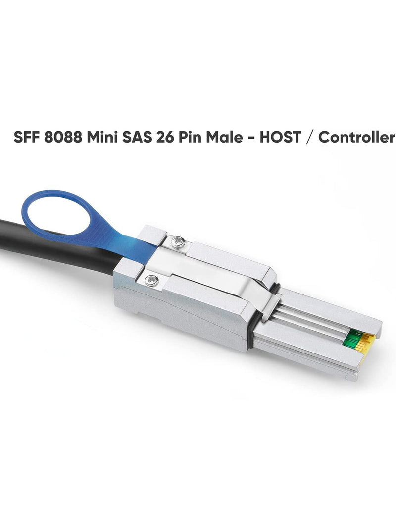 CableCreation Mini SAS 26Pin (SFF-8088) Male to 4 SATA 7Pin Female Cable, Mini SAS Host/Controller to 4 SATA Target/Backplane, 2M / 6.6FT