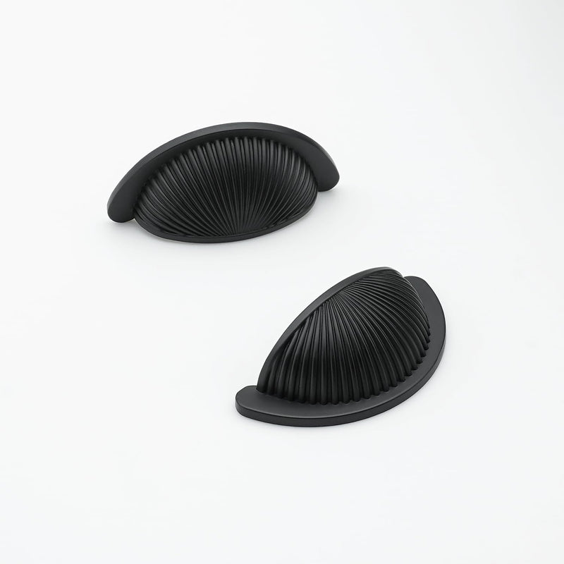 10 Pack Matte Black Bin Cup Drawer Pulls 2.5 Inch(64mm) Hole Center Zinc Alloy Cabinet Handles Dresser Kitchen Cupboard Bathroom Furniture Hardware 10 Pack