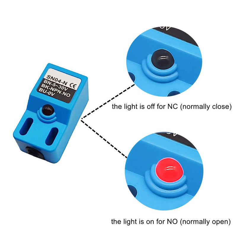 Inductive Proximity Sensor SN04-N Normally Open Detection Approach Switch NPN NO with TL PL SN Bracket (Blue, 4 Pack)