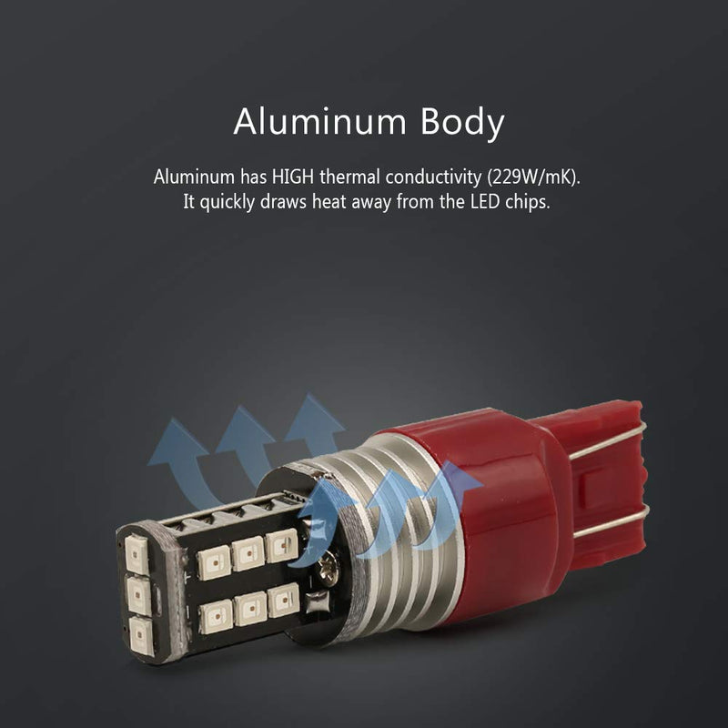 Syneticusa 7443 Red Flashing Strobe Blinking Rear Alert Safety Brake Tail Stop High Power LED Light Bulbs