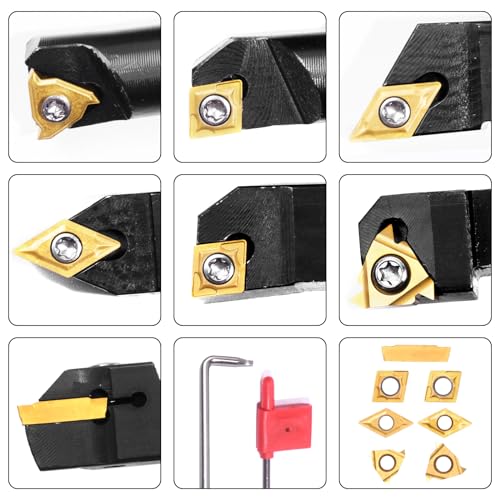 Indexable Lathe Turning Tools 21pcs Kit，1/2'' 12mm Shank 7pcs 1/2" 12mm Shanks +14pcs Inserts