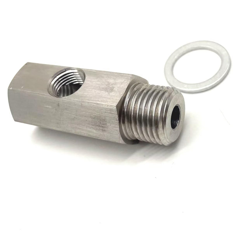 Stainless Steel M16 1.5 Oil Pressure Sensor Tee to 1/8 NPT Adapter for Turbo Supply Feed line Oil Pressure Gauge