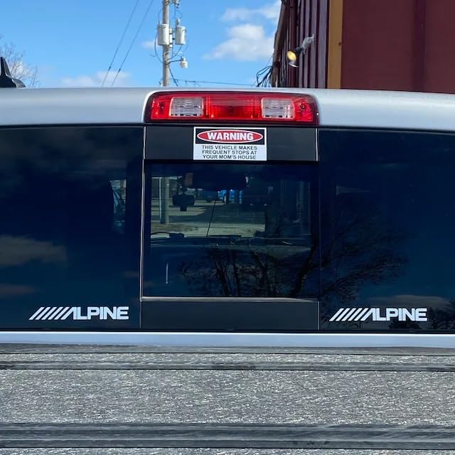 Funny Warning Bumper Sticker Decal, This Vehicle Makes Frequent Stops at Your Mom's House, 6" x 3"