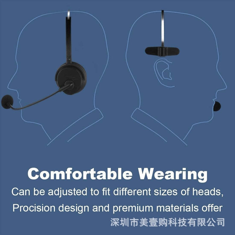 Bluetooth Headset with Mic, Wireless On Ear Headphones with Noise Cancelling Microphone for Trucker, Hand Free Wireless Headset for Cellphone