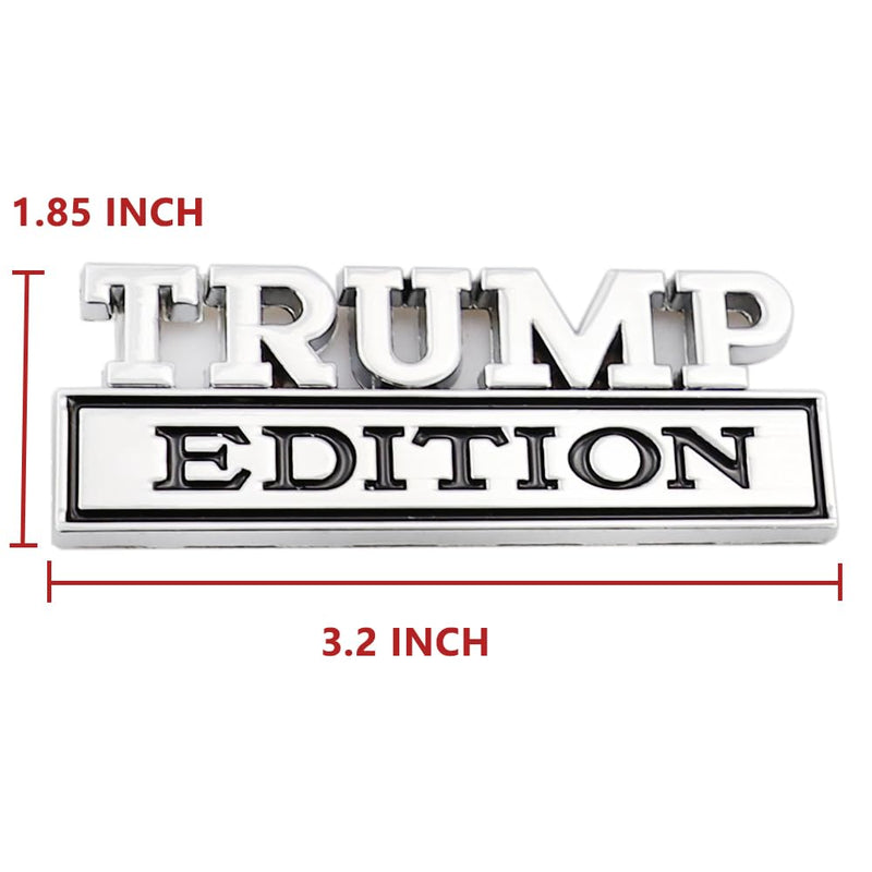 2 Pcs Trump Edition Emblem Car Metal Badge 3D Decal Sticker Fit for F150 F250 F350 Silverdo 1500 2500 Sierra GMC Chevy Car Truck SUV (Silver Black), CR2TP Trump 3.2'' x 1.85'' Silver Black