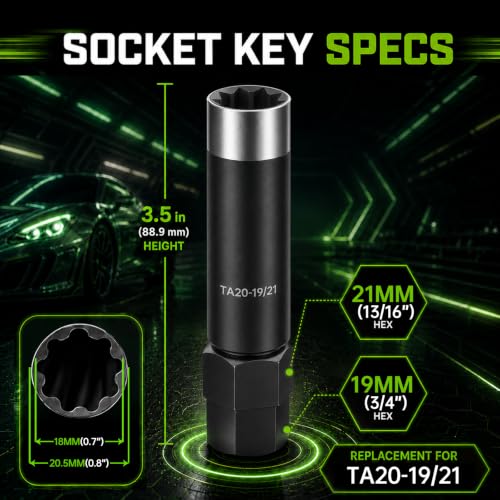 AUTOPTIM 10 Spline Lug Nut Socket Key - for TA20-19/21 Bimecc 10 Point Nuts