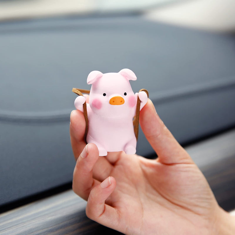 YGMONER Super Cute Swinging Pig Car Mirror Hanging Ornament Car Interior Accessories (Pig) Orange, Pink