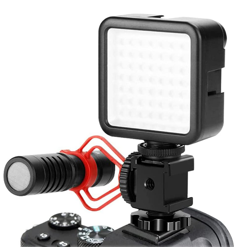Camera Cold Shoe Mount Adapter, Aluminium Alloy Triple Hot Shoe Extension Bracket Holder for GoPro DSLR Cameras Flash Light, Monitor, Microphone
