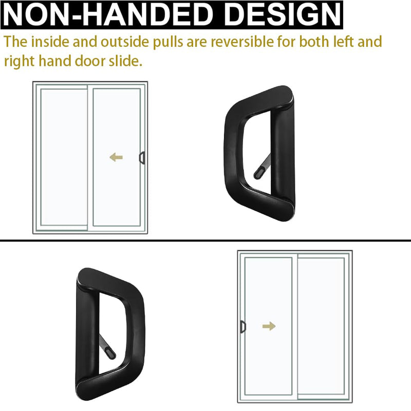 Sliding Patio Door Handle with Mortise Lock and Keys, Key Cylinder and Keeper, 4-15/16" Hole Spacing, Reversible Design(Non-Handed), 4 15/16 Glass Door Replacement Handle Lock, Need to Drill (Black) Black