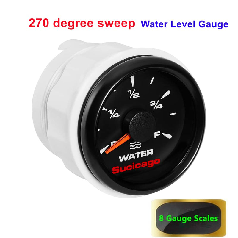 52mm Water Tank Level Gauge RV Water Level Gauge Universal Marine for Boat Truck 0-190ohm 240-33ohm 240-30ohm 0-180ohm 10-180ohm 2"(E-1/2-F) All Black All Black(Universal Water Tank Gauge) All Black(Universal Water Tank Gauge)