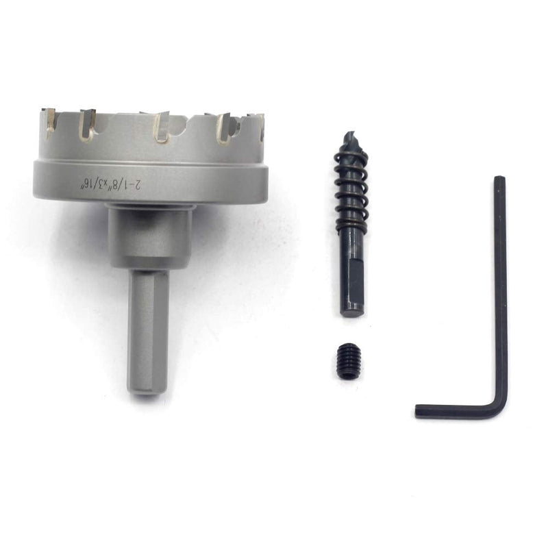 Hole Saw TCT JESTUOUS 2-1/8 Inch Cutting Diameter 3/16 Cutter Depth 3/8 Shank Dia Carbide Tipped Tooth Round Drill Bit Kit Cutter for Stainless Steel Metal Wood