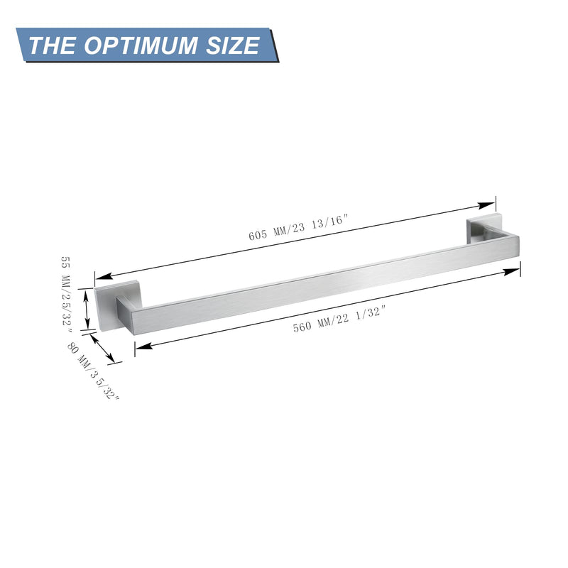 Single Towel Bar Brushed Nickle Bathroom Hardware Accessories Towel Holder for Bathroom,Wall Mount Stainless Steel 23.6 Inch