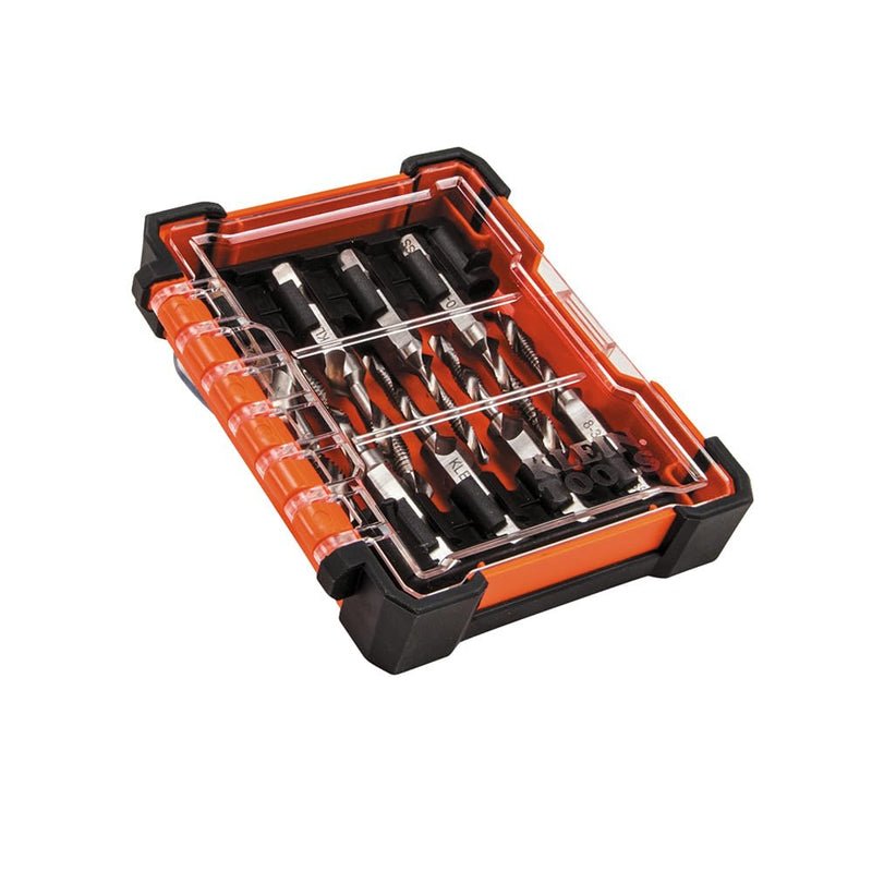Klein Tools 32217 Drill Tap Tool Kit, 8-Piece, for Aluminum-Brass-Copper-Plastic-Mild Steel, Quick Connect Power Tools Compatible