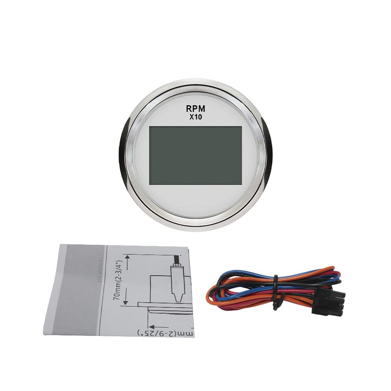 ELING Digital Tachometer RPM Gauge with Hour Meter for Car Truck Boat Yacht 0-9990RPM 52mm(2") with Backlight