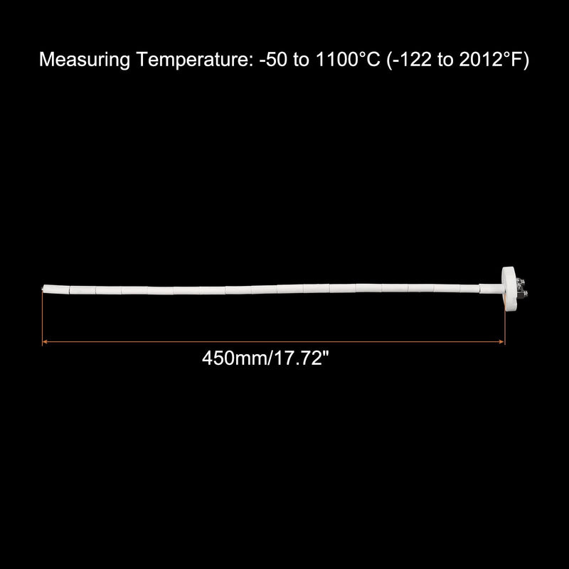 MECCANIXITY K Type Ceramic Kiln Furnace Probe Thermocouple Sensor for Muffle Furnace Oven, High Temperature -50 to 1100°C(-122 to 2012°F) 3.2x450mm