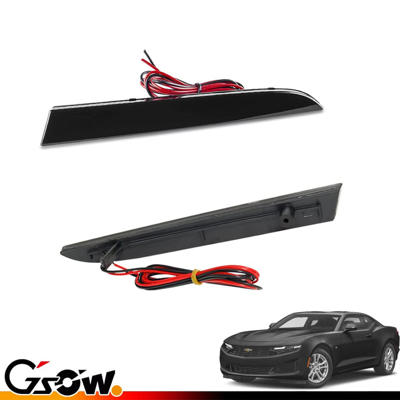 LED Rear Bumper Reflector Lights for Chevrolet Camaro 2016-2024, Traverse 2013-2020, Red Rear Brake Tail Lamps Smoked Lens, 2 PCS