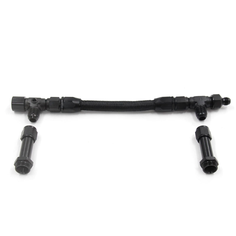 4150 Carburetor Fuel Line Kit 8AN Dual Feed Fuel Line to 7/8" Braided Dual Inlet Fuel Line Kit for Holley Black Without Gauge