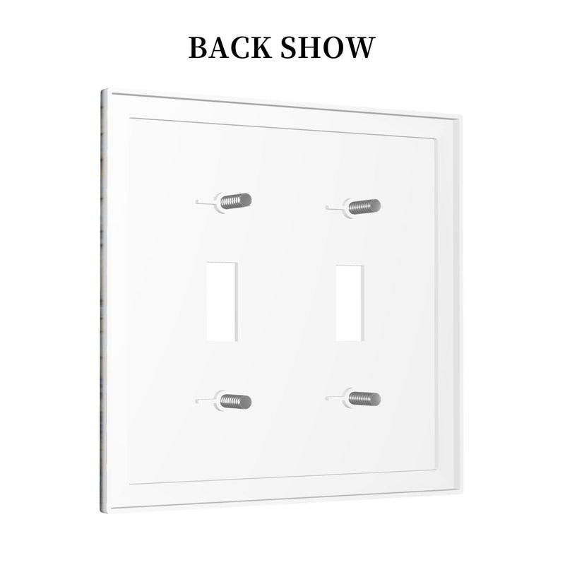 Stained Glass Butterfly Pattern Double Toggle Wall Plate Switch Decorative Panel Electrical Socket Plate Suitable For Bathroom Kitchen Living Room Bedroom Stained Glass Butterfly